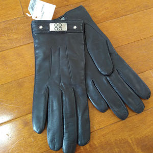 NWT Coach Leather Cashmere Lined Logo Womans Glove